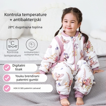 Pamukšni dječji spavaći vreć s podijeljenim nogama za jesen-zimu, debeli, antibakterijski, za dojenčad i malu djecu