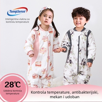 Pamukšni dječji spavaći vreć s podijeljenim nogama za jesen-zimu, debeli, antibakterijski, za dojenčad i malu djecu
