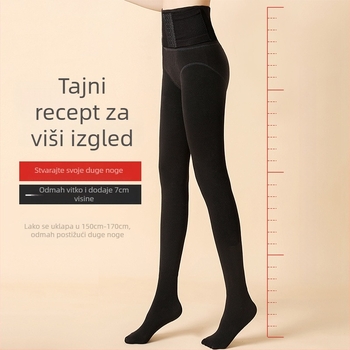 Čarape s visokim strukom za žene – oblikovanje, podizanje, najlon, debeli, jednofarbni uzorak