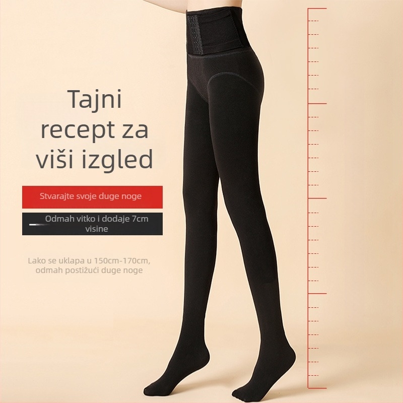 Čarape s visokim strukom za žene – oblikovanje, podizanje, najlon, debeli, jednofarbni uzorak