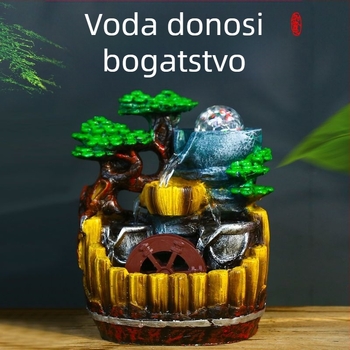 Feng shui dekorativna skulptura s tekućom vodom za dnevni boravak i ured – urezbena od smole (Materijal: smola; Obrada: urezbena; Površina: druga)