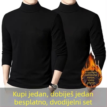 Muška termo baza majica s dugačkim rukavima, flis-obal, okrugli ovratnik, ležeran kroj, poliesterska smjesa