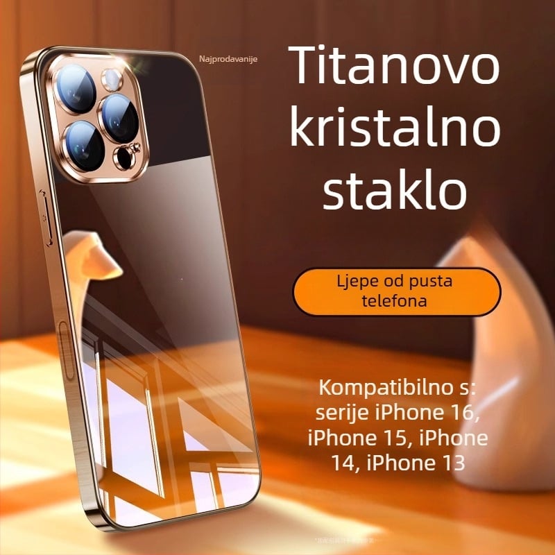 Kućište za mobitel s ogledalom od stakla – elektroplatirani završetak, ogledalo za šminku, folija za objektiv, disipacija topline, otporno na pad, otporno na otiske prstiju