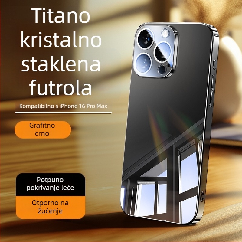 Kućište za mobitel s ogledalom od stakla – elektroplatirani završetak, ogledalo za šminku, folija za objektiv, disipacija topline, otporno na pad, otporno na otiske prstiju