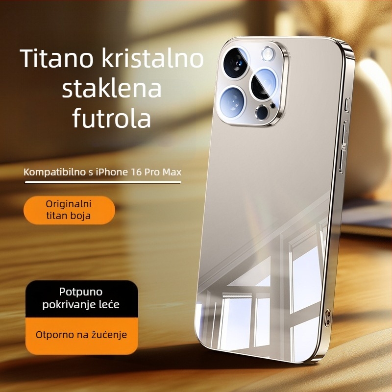 Kućište za mobitel s ogledalom od stakla – elektroplatirani završetak, ogledalo za šminku, folija za objektiv, disipacija topline, otporno na pad, otporno na otiske prstiju