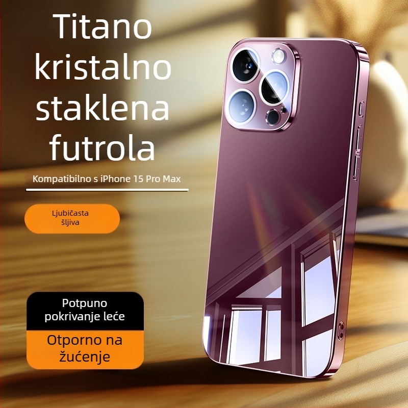 Kućište za mobitel s ogledalom od stakla – elektroplatirani završetak, ogledalo za šminku, folija za objektiv, disipacija topline, otporno na pad, otporno na otiske prstiju