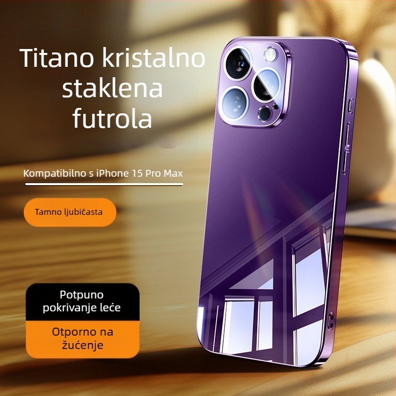 Kućište za mobitel s ogledalom od stakla – elektroplatirani završetak, ogledalo za šminku, folija za objektiv, disipacija topline, otporno na pad, otporno na otiske prstiju
