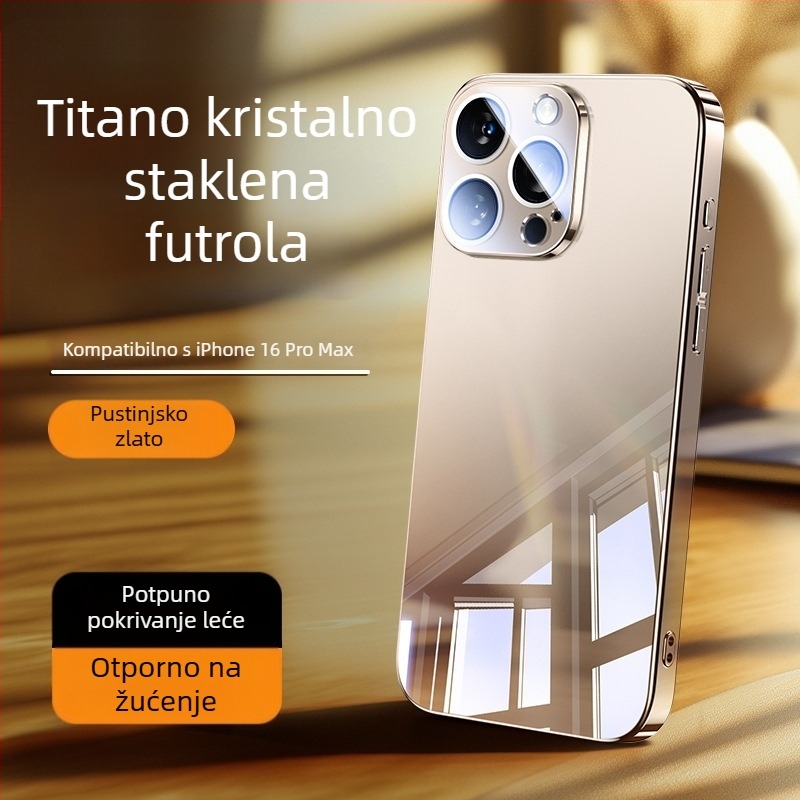 Kućište za mobitel s ogledalom od stakla – elektroplatirani završetak, ogledalo za šminku, folija za objektiv, disipacija topline, otporno na pad, otporno na otiske prstiju