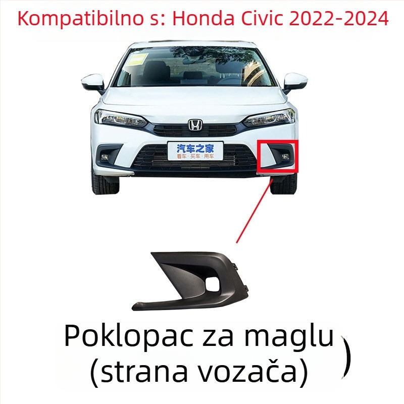 Prednja rešetka radijatora s uzorkom saća za Honda Civic 11. generacije, metalna konstrukcija, kompatibilna s ručnim mjenjačem, originalna tvornička prilagodba