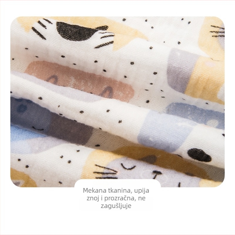 Spavaća vreća za bebe u vestnom stilu, bez rukava, od čistog pamuka (≥95%), podstava i punilo od pamuka; pogodno za ljeto, proljeće i jesen.