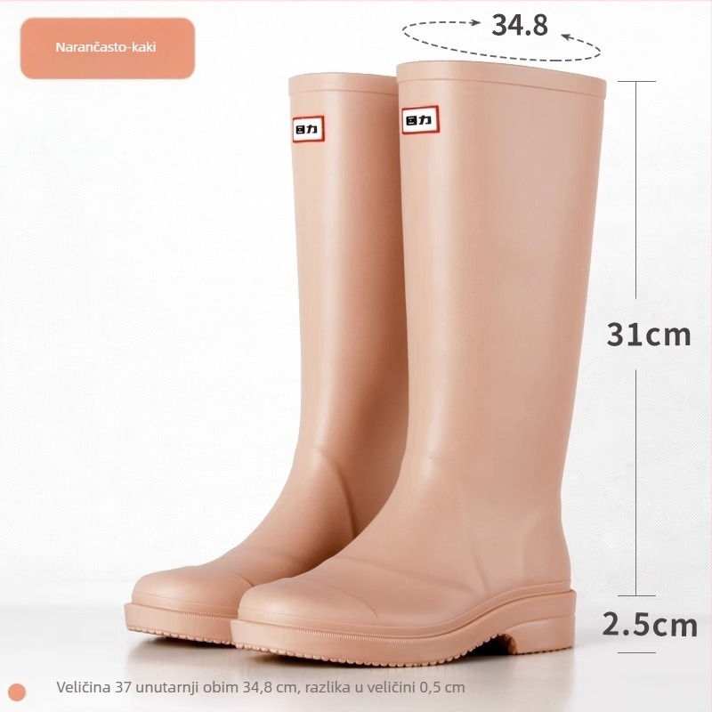 Ženske čizme za kišu od PVC-a, visokim krojem, vodootporne, protuklizne, niski pet 1–3 cm