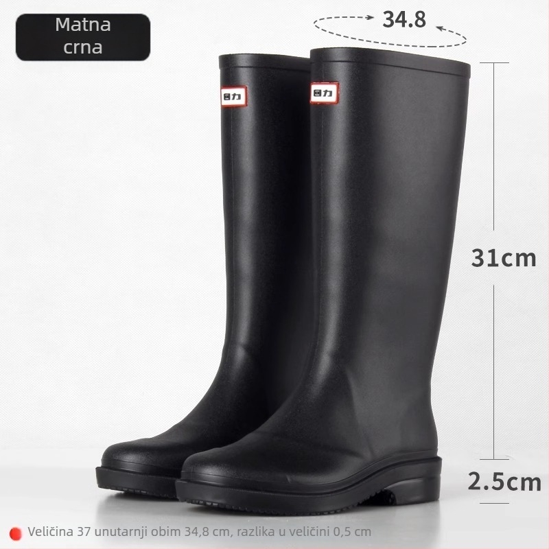 Ženske čizme za kišu od PVC-a, visokim krojem, vodootporne, protuklizne, niski pet 1–3 cm