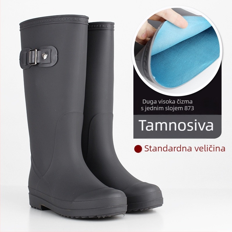 Ženske čizme za kišu od PVC-a, visokim krojem, vodootporne, protuklizne, niski pet 1–3 cm