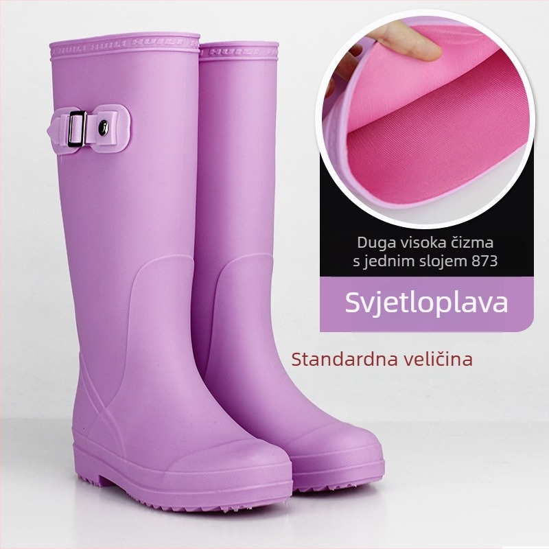 Ženske čizme za kišu od PVC-a, visokim krojem, vodootporne, protuklizne, niski pet 1–3 cm