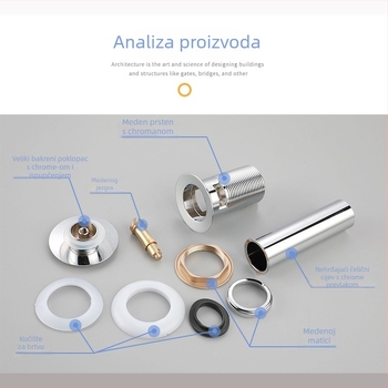 Europski stil pop-up odvoda za umivaonik od čistog bakra, model B-3000, kromiran, za staklenu umivaonicu