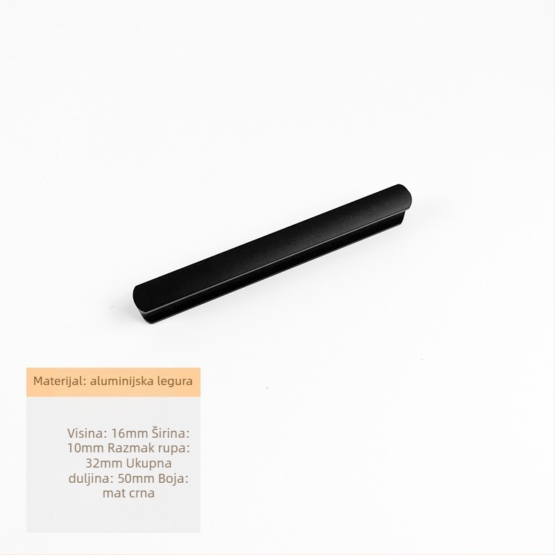 Drška za ladicu od aluminijske legure, anodizirana, stil laganog luksuza, za ormare, garderobere, ladice i klizna vrata