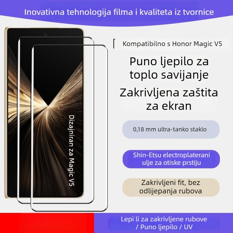 Staklena zaštita zaslona za Honor Magic V5 i Magic V3, HD, zaštita privatnosti zaslona, otisci prstiju, pad, automatsko popravljanje