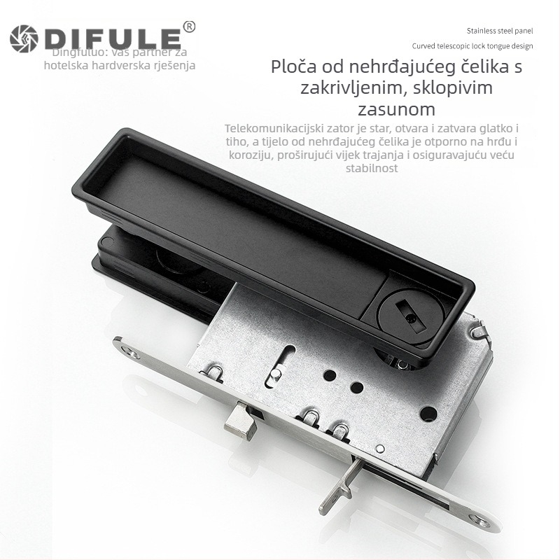 Klizna brava za ormariće i drvena vrata, cink legura, model Dfl-075a / Dfl-076a, Difule, moderni minimalistički stil