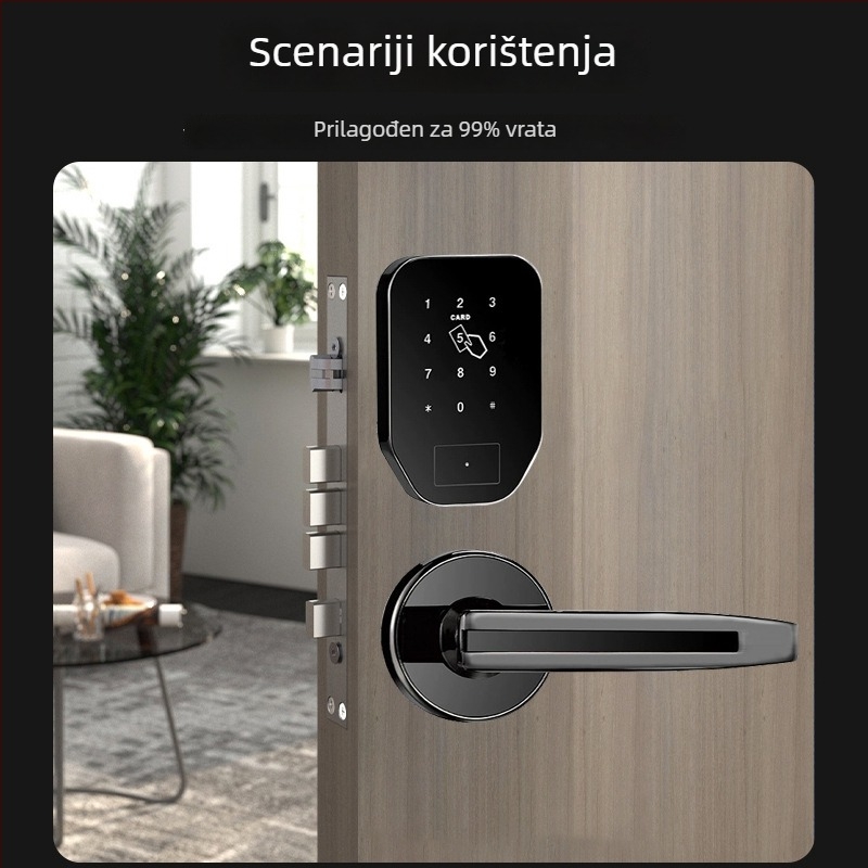 Pametni razdvojeni brava za hotele i apartmane — cinkovo legirano tijelo, model YKFTM760, otisak prsta, lozinka, čitač kartica, daljinski pristup putem aplikacije, mehanički ključ
