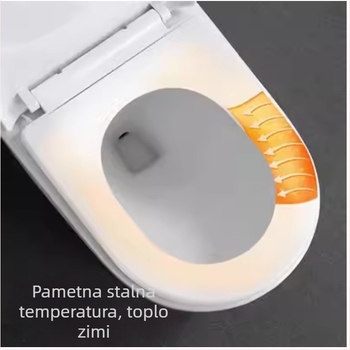 Grijana WC daska s termostatskim grijanjem, klasičan veliki U oblik, električno grijanje s konstantnom temperaturom, PP ploča, podesiva udaljenost rupa za montažu 12–17 cm