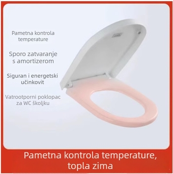 Grijana WC daska s termostatskim grijanjem, klasičan veliki U oblik, električno grijanje s konstantnom temperaturom, PP ploča, podesiva udaljenost rupa za montažu 12–17 cm