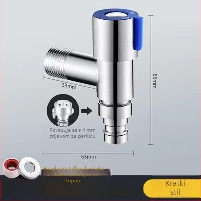 Mini kutni ventil od 304 nehrđajućeg čelika za toplu vodu, ugrađena instalacija, model Mini Angle Valve, radni tlak 1,2 MPa, materijal: čelik