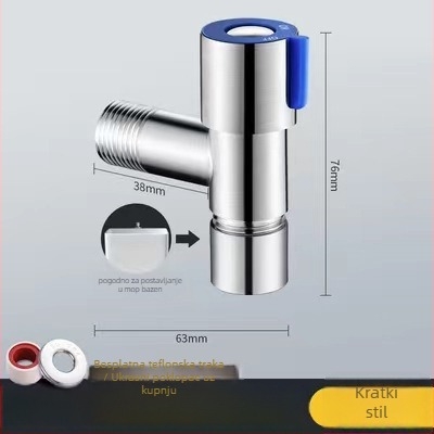 Mini kutni ventil od 304 nehrđajućeg čelika za toplu vodu, ugrađena instalacija, model Mini Angle Valve, radni tlak 1,2 MPa, materijal: čelik