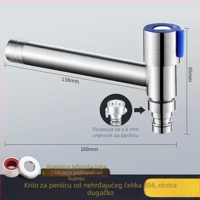 Mini kutni ventil od 304 nehrđajućeg čelika za toplu vodu, ugrađena instalacija, model Mini Angle Valve, radni tlak 1,2 MPa, materijal: čelik