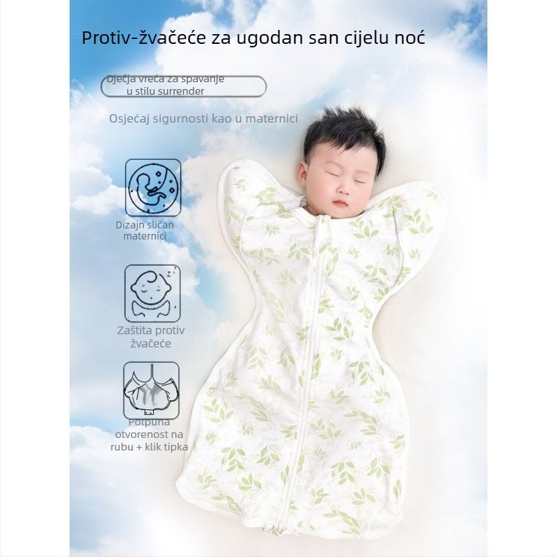 Dječji spavaći vreć s rukavima quilt stilom, vanjska i podstava od 95% pamuka, punilo od šuplje pamuka