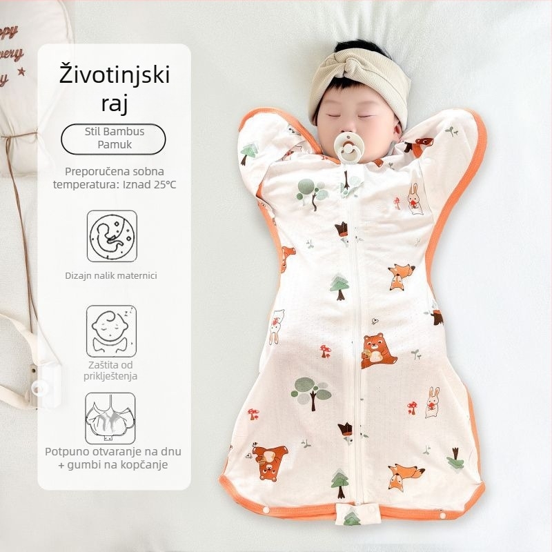 Dječji spavaći vreć s rukavima quilt stilom, vanjska i podstava od 95% pamuka, punilo od šuplje pamuka