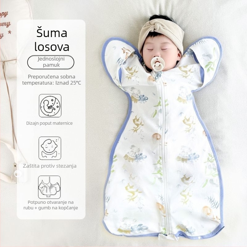 Dječji spavaći vreć s rukavima quilt stilom, vanjska i podstava od 95% pamuka, punilo od šuplje pamuka