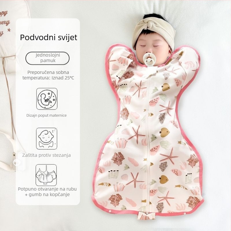 Dječji spavaći vreć s rukavima quilt stilom, vanjska i podstava od 95% pamuka, punilo od šuplje pamuka