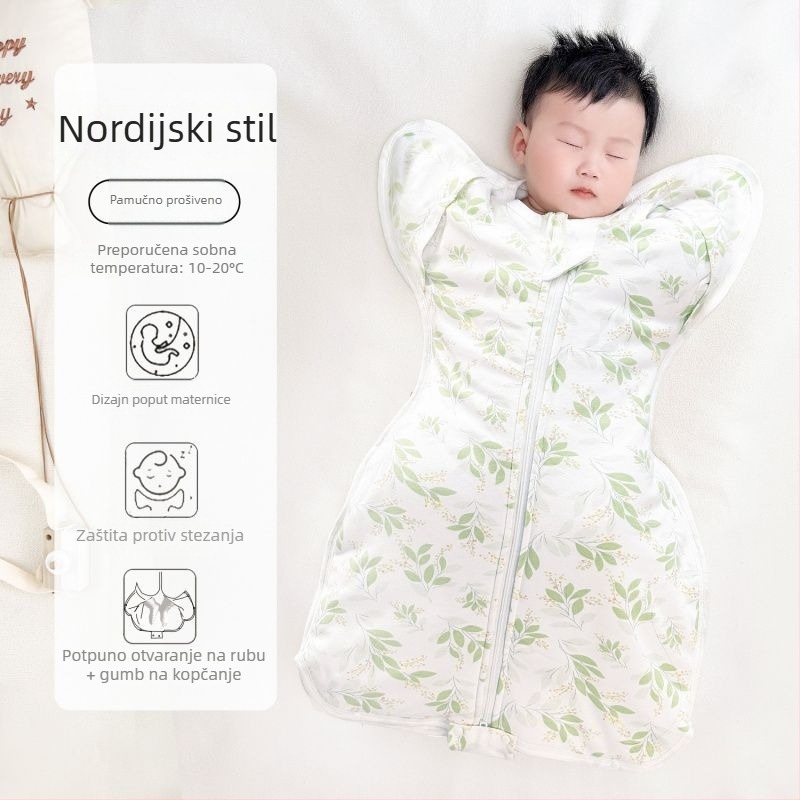 Dječji spavaći vreć s rukavima quilt stilom, vanjska i podstava od 95% pamuka, punilo od šuplje pamuka