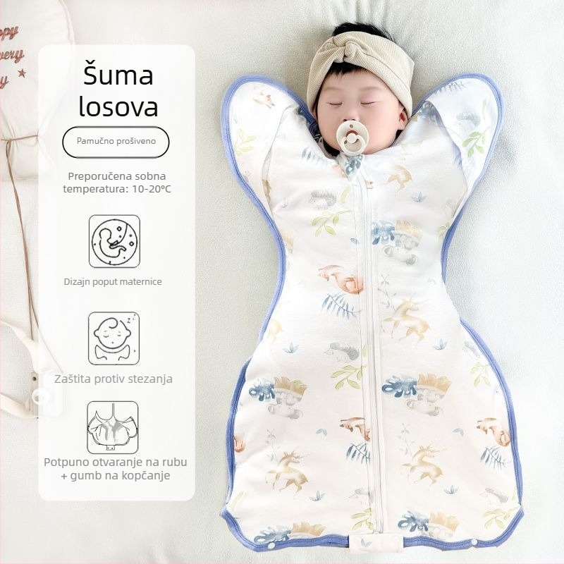 Dječji spavaći vreć s rukavima quilt stilom, vanjska i podstava od 95% pamuka, punilo od šuplje pamuka