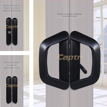 Brava za klizna vrata s drškom – model Butt sliding door lock; materijal: cinkova legura; stil: moderni minimalist; namjena: klizna vrata; s ključem