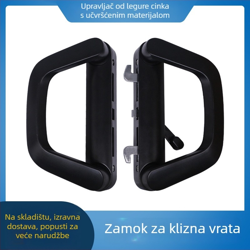 Brava za klizna vrata s drškom – model Butt sliding door lock; materijal: cinkova legura; stil: moderni minimalist; namjena: klizna vrata; s ključem