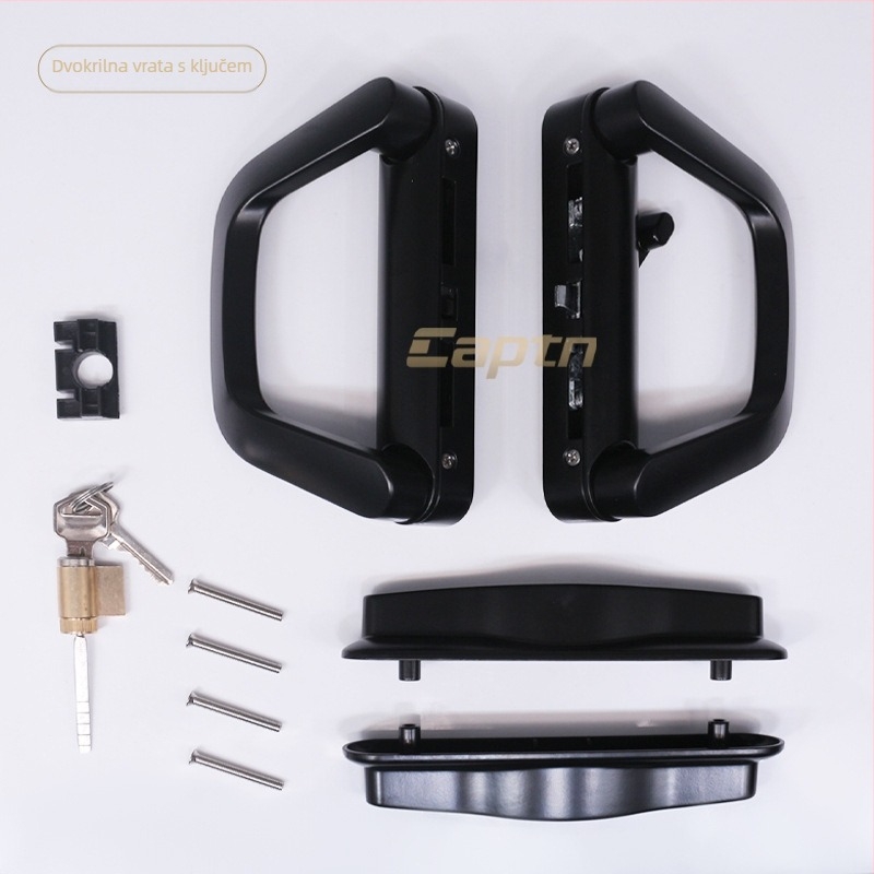 Brava za klizna vrata s drškom – model Butt sliding door lock; materijal: cinkova legura; stil: moderni minimalist; namjena: klizna vrata; s ključem
