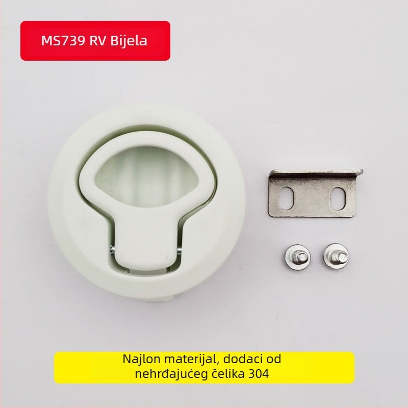 Ugrađena ravna brava s plastičnim povlačnim prstenom, DK619, materijal: plast-nylon, tip: ravni zatezač, uz ključ, za razna šasija