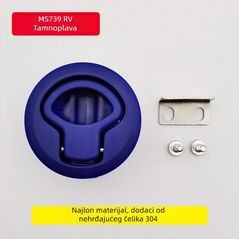 Ugrađena ravna brava s plastičnim povlačnim prstenom, DK619, materijal: plast-nylon, tip: ravni zatezač, uz ključ, za razna šasija