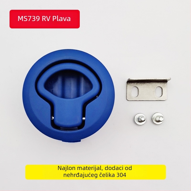 Ugrađena ravna brava s plastičnim povlačnim prstenom, DK619, materijal: plast-nylon, tip: ravni zatezač, uz ključ, za razna šasija