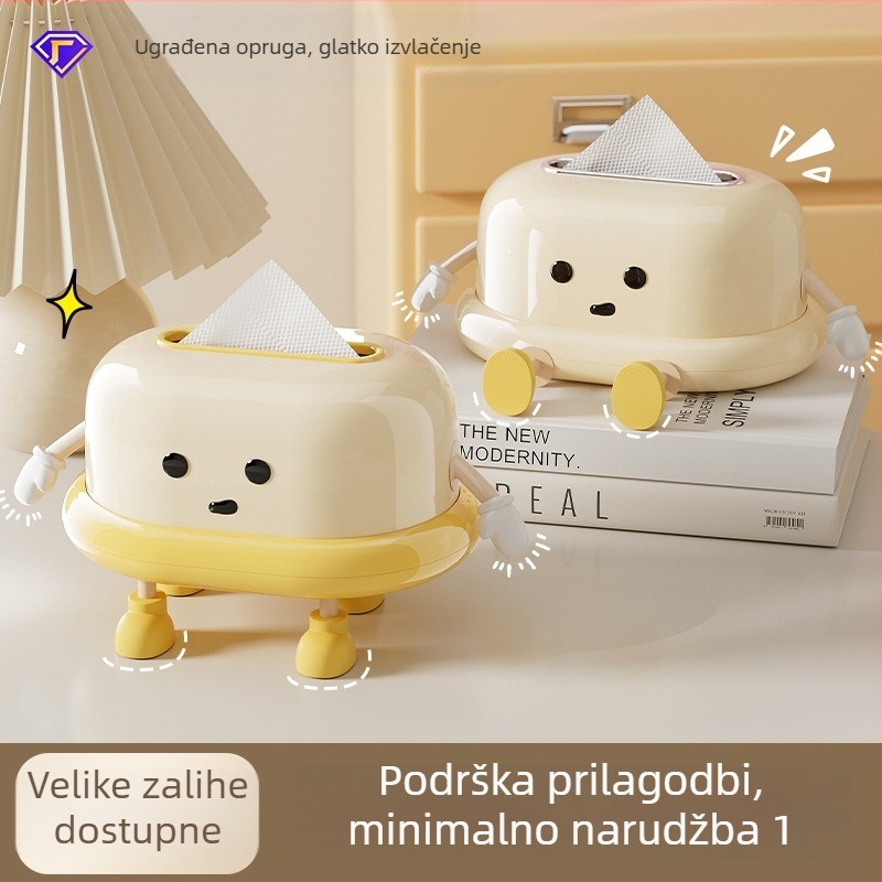 Kutija za maramice s mehanizmom podizanja na oprugu, plastična, model DD2460, veliki kapacitet, pogodna za dnevni boravak, kuhinju i kupaonicu