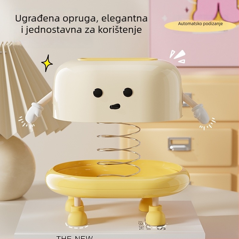 Kutija za maramice s mehanizmom podizanja na oprugu, plastična, model DD2460, veliki kapacitet, pogodna za dnevni boravak, kuhinju i kupaonicu