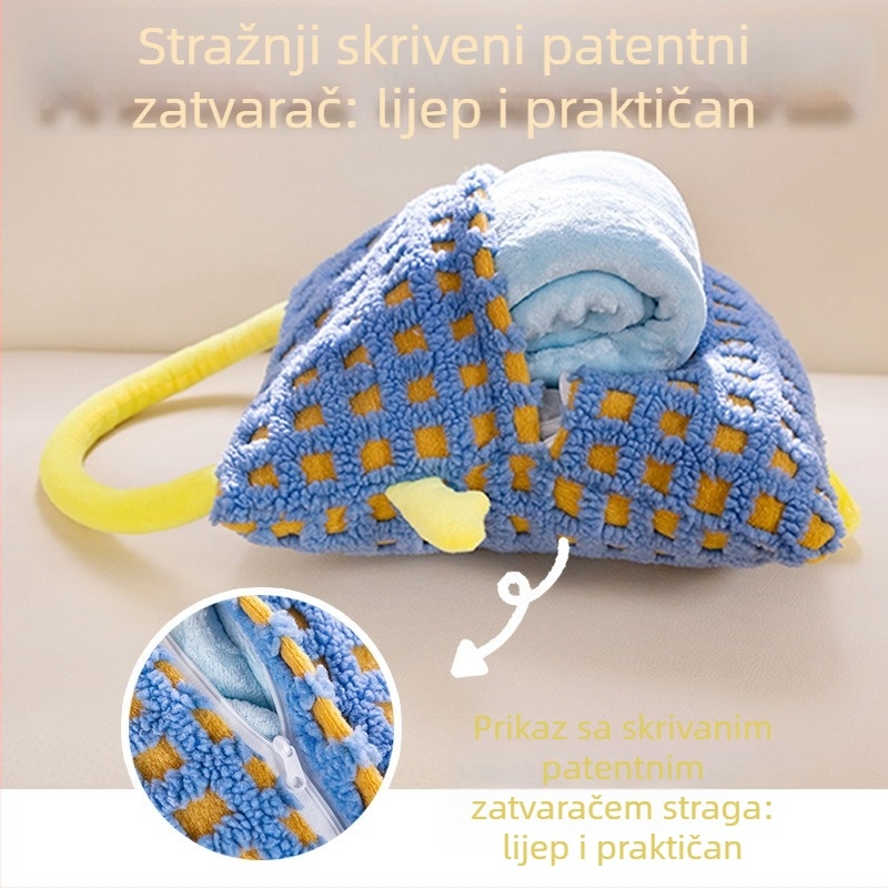 2-u-1 jastučnica-ćebe za ured, plišasti prekrivač, prugasti uzorak, vez, PP pamuk punjenje