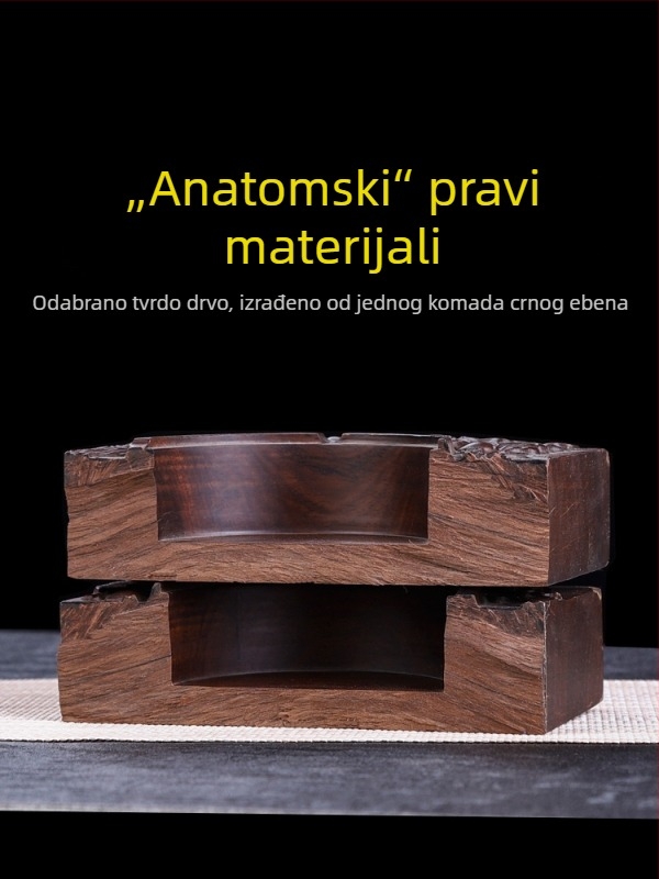 Pepeljara od ebonijskog drveta s poklopcem, drvena graviranog dizajna za dom
