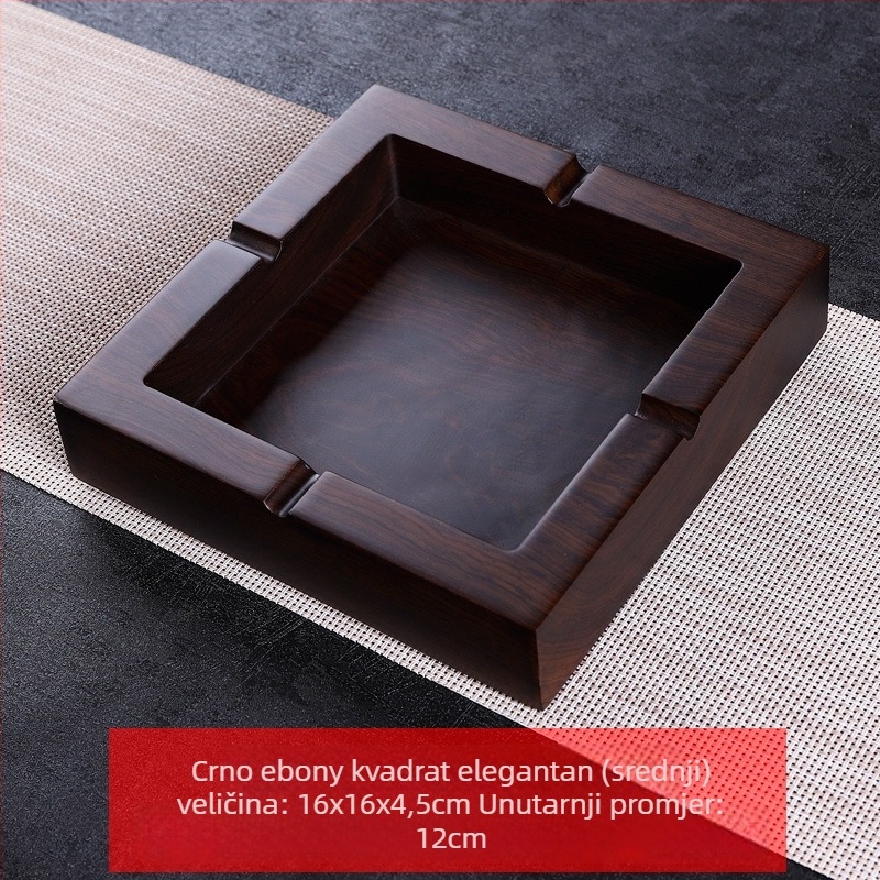 Pepeljara od ebonijskog drveta s poklopcem, drvena graviranog dizajna za dom