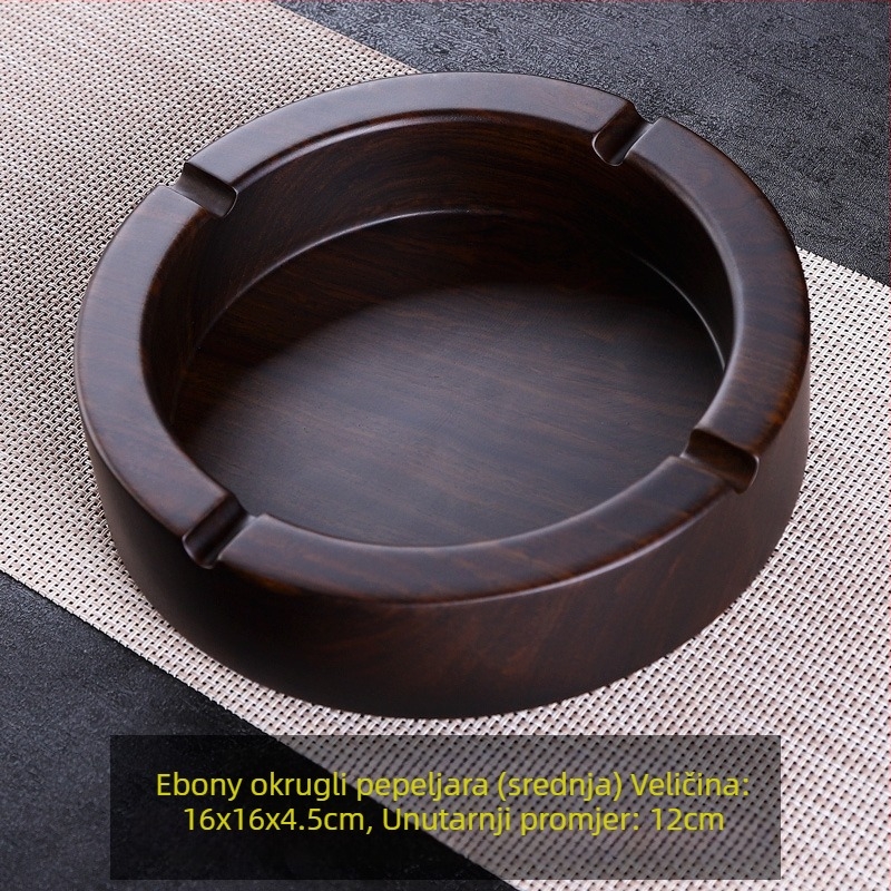 Pepeljara od ebonijskog drveta s poklopcem, drvena graviranog dizajna za dom