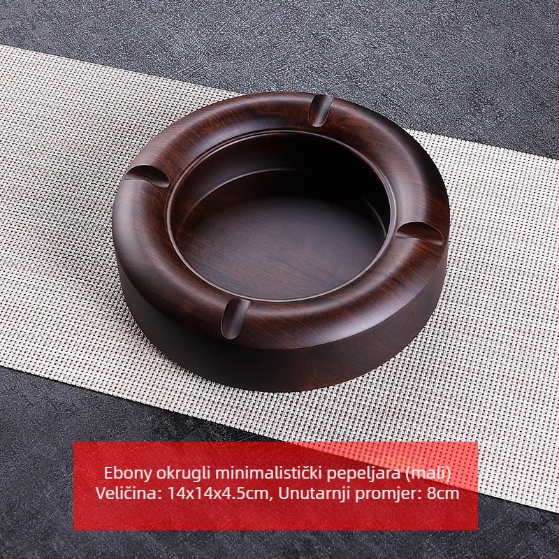 Pepeljara od ebonijskog drveta s poklopcem, drvena graviranog dizajna za dom