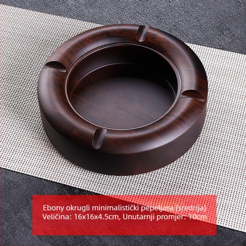 Pepeljara od ebonijskog drveta s poklopcem, drvena graviranog dizajna za dom