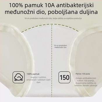 Ženske gaćice od modalnog vlakna s pamukom u preponama, 90-95% modal, srednja visina struka, prozračne i antibakterijske
