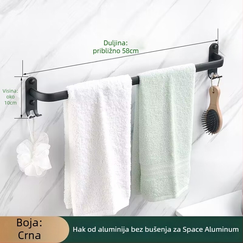 Držač ručnika za kupaonu od Space aluminija, bez bušenja, petdijelni set, trokutasti skladišni stalak, moderan minimalistički stil, završna plastizirana prevlaka